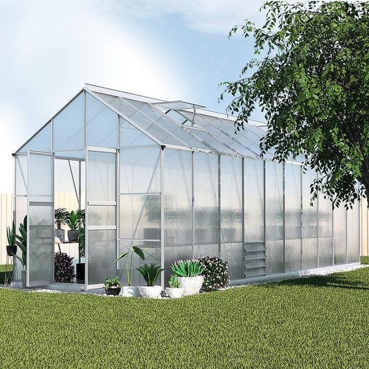 6x2.4M Greenhouse Aluminium Large Green House Garden Shed