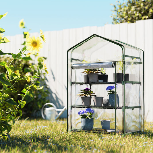 Greenhouse 3 Tiers Mini Green House Garden Bed Planter Box 1.28x0.7x0.5M