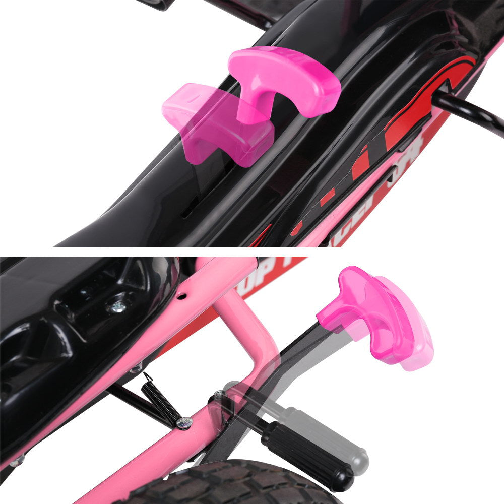 Kids Pedal Go Kart Car Ride On Toys Racing Bike Rubber Tyre Adjustable Seat - Pink