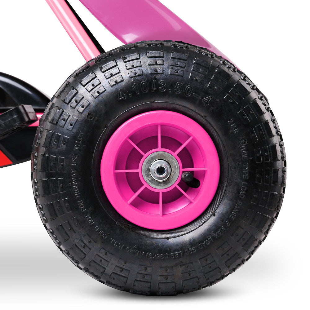 Kids Pedal Go Kart Car Ride On Toys Racing Bike Rubber Tyre Adjustable Seat - Pink