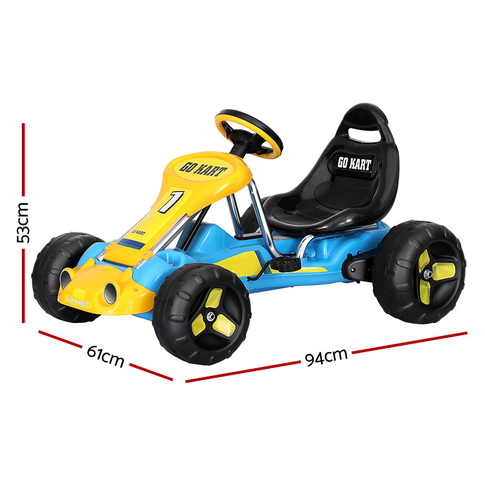 Kids Pedal Go Kart Ride On Toys Racing Car Plastic Tyre - Blue