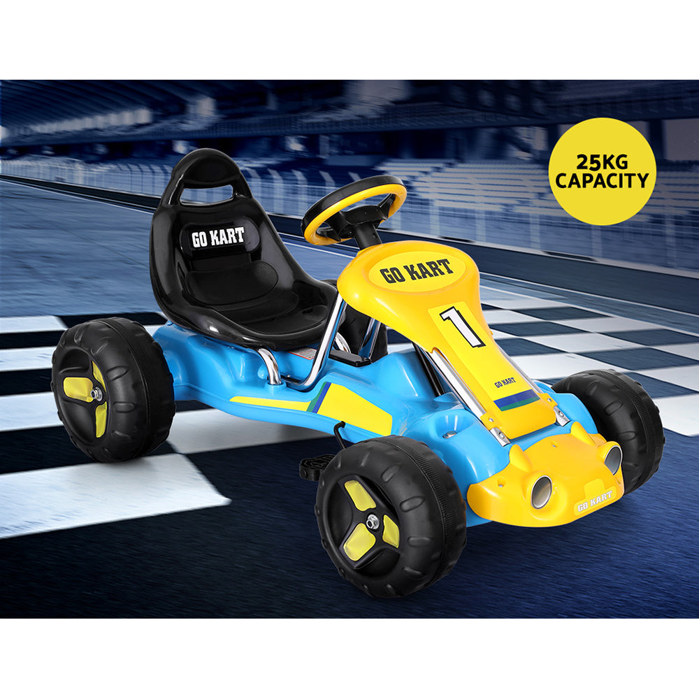 Kids Pedal Go Kart Ride On Toys Racing Car Plastic Tyre - Blue