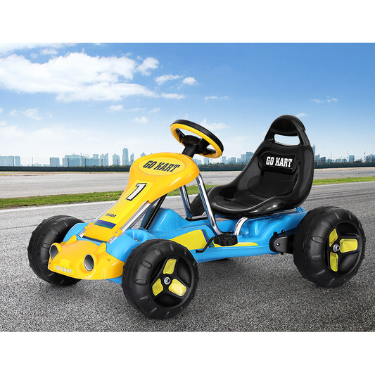 Kids Pedal Go Kart Ride On Toys Racing Car Plastic Tyre - Blue