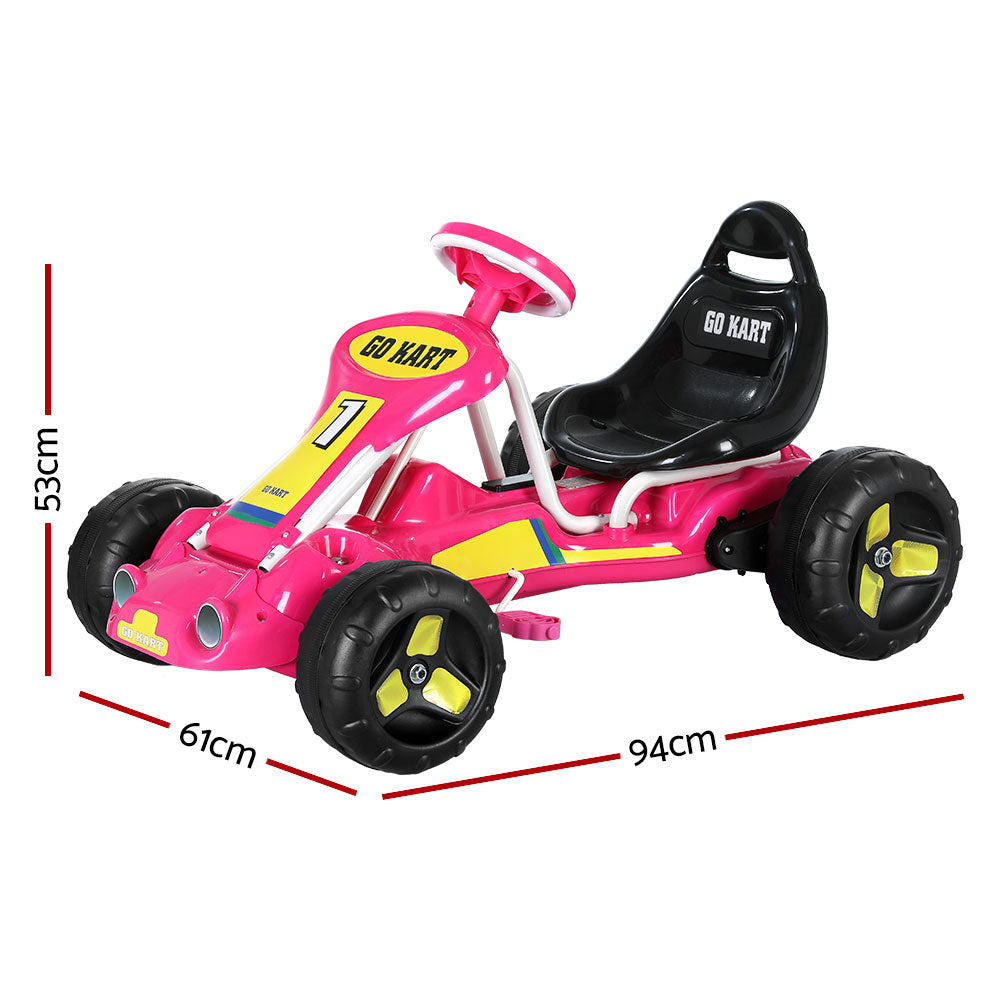 Kids Pedal Go Kart Ride On Toys Racing Car Plastic Tyre - Pink