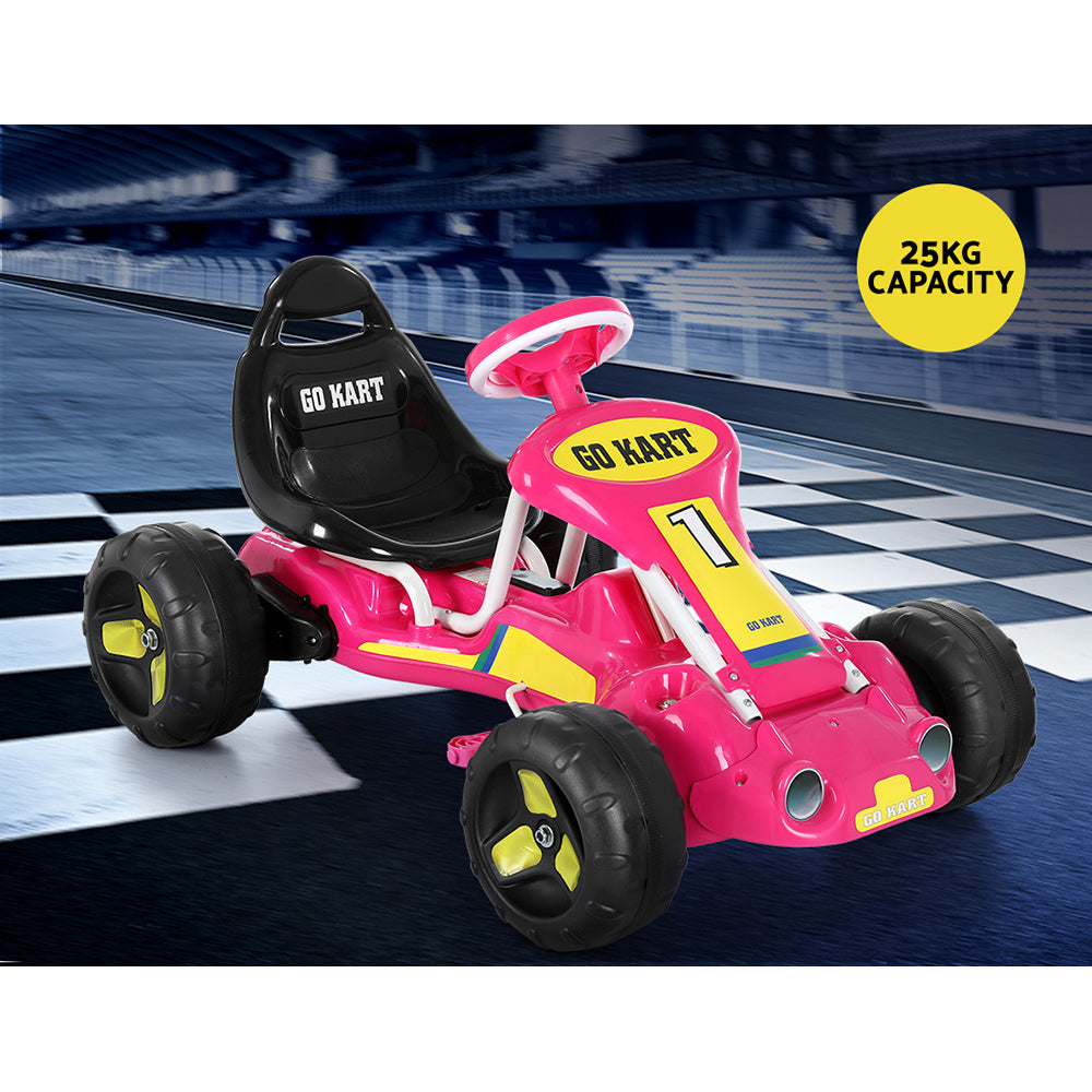 Kids Pedal Go Kart Ride On Toys Racing Car Plastic Tyre - Pink