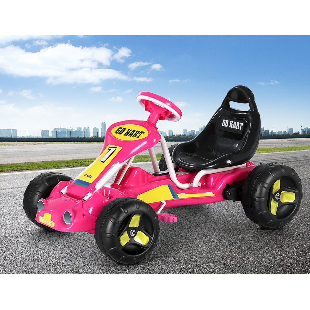Kids Pedal Go Kart Ride On Toys Racing Car Plastic Tyre - Pink