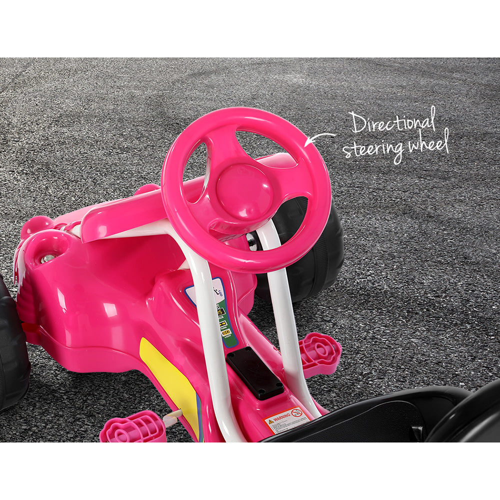 Kids Pedal Go Kart Ride On Toys Racing Car Plastic Tyre - Pink