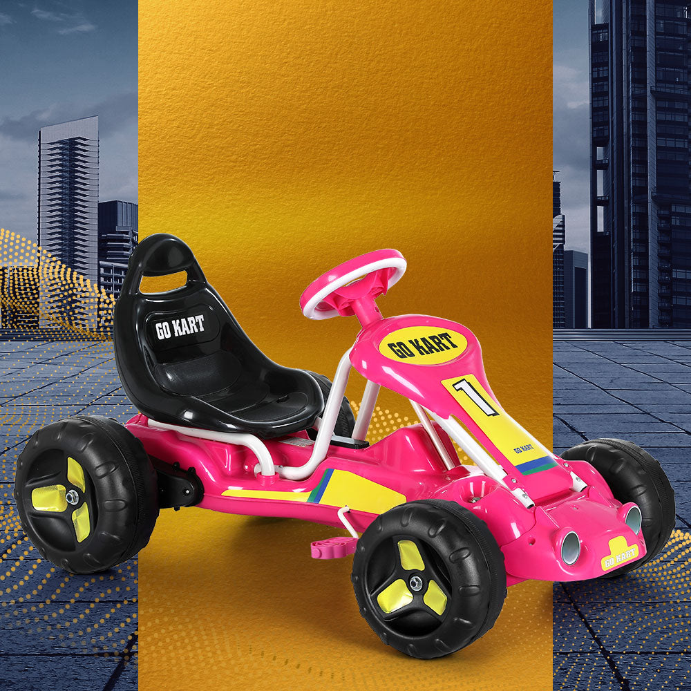 Kids Pedal Go Kart Ride On Toys Racing Car Plastic Tyre - Pink