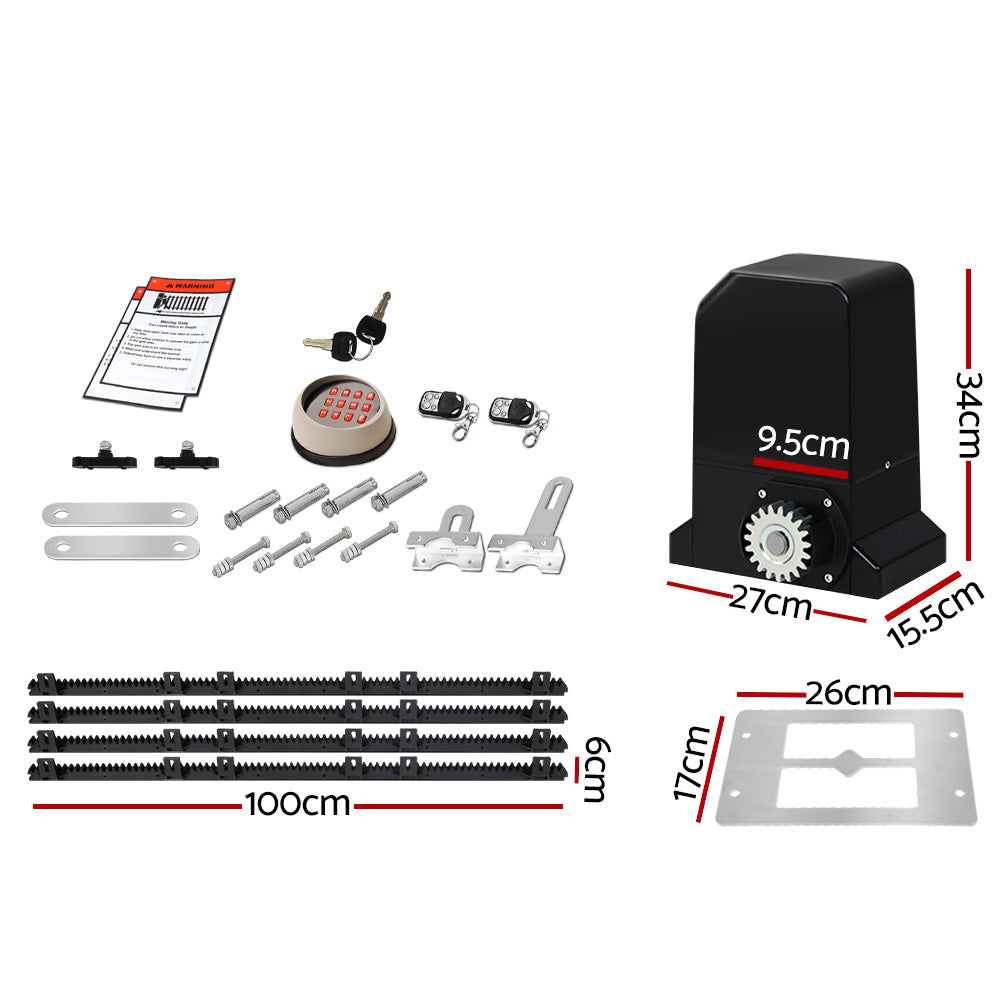 Auto Electric Sliding Gate Opener 1000kg Keypad 4m Rails