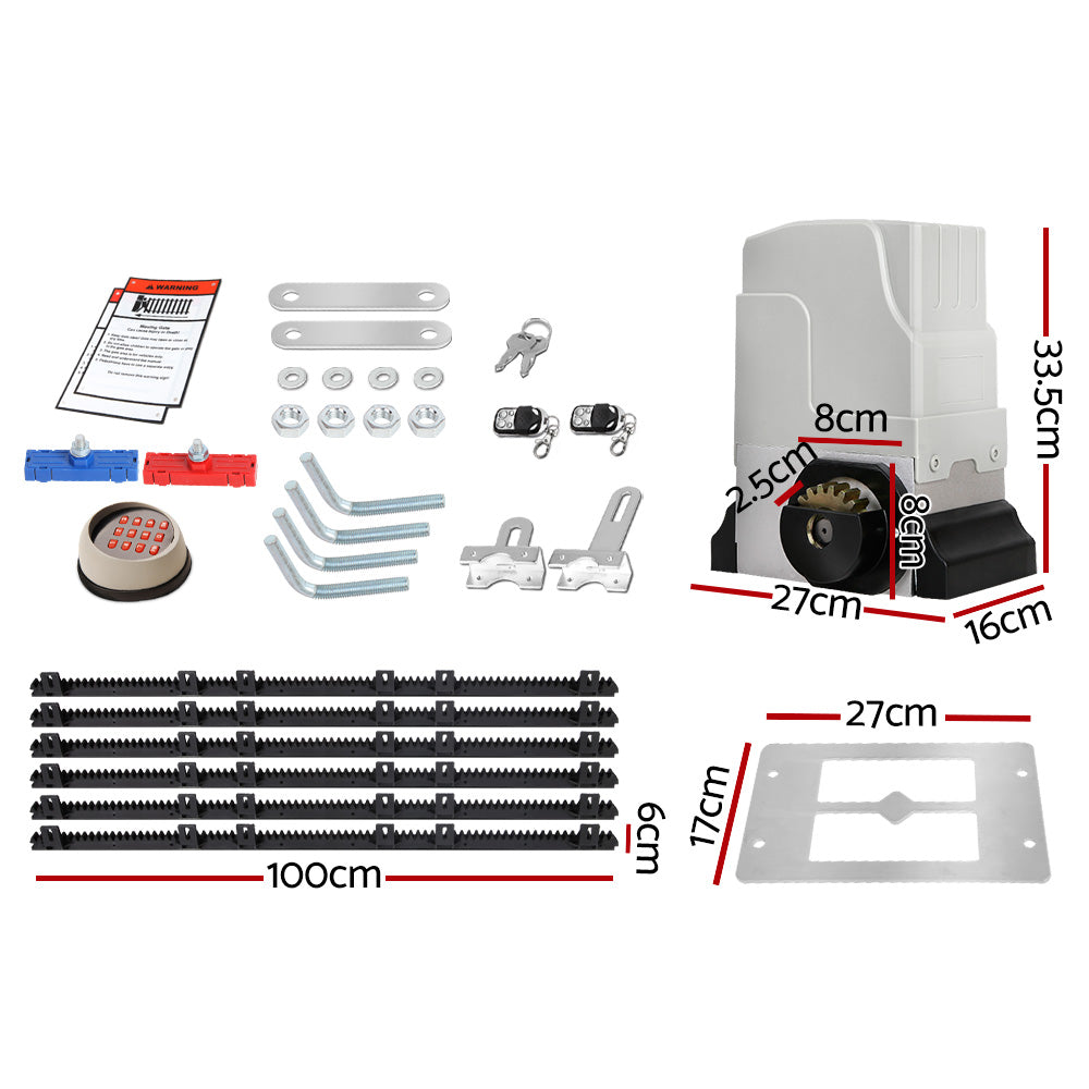 Electric Sliding Gate Opener 1800KG With Keypad Remote 6M Rail