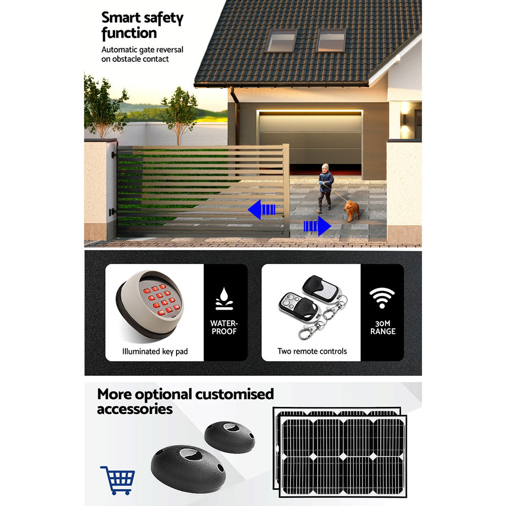 Electric Sliding Gate Opener 1800KG With Keypad Remote 6M Rail