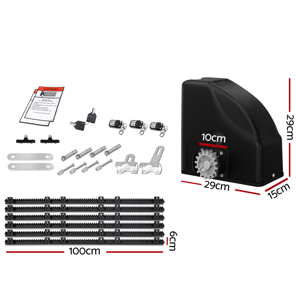 Automatic Sliding Gate Opener Kit 10W Solar Panel Electric 6M 600kg