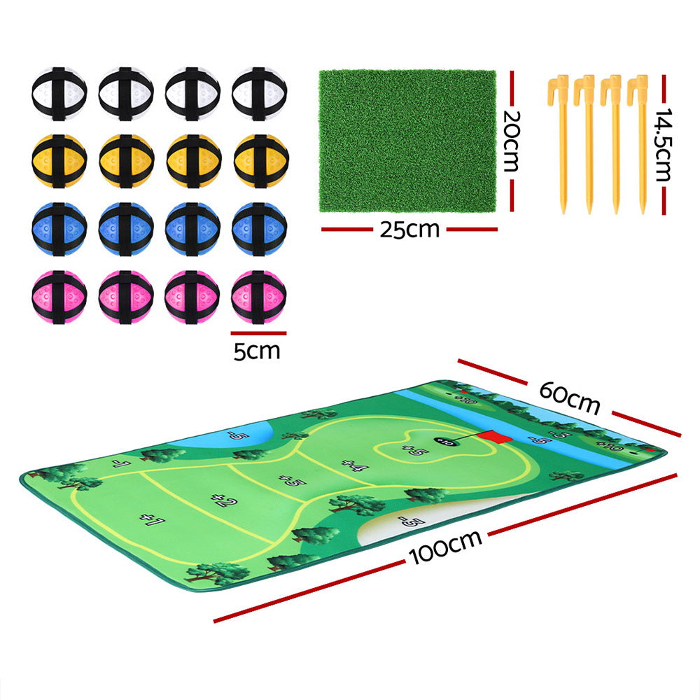 Golf Chipping Game Mat Indoor Outdoor Practice Training Aid Set