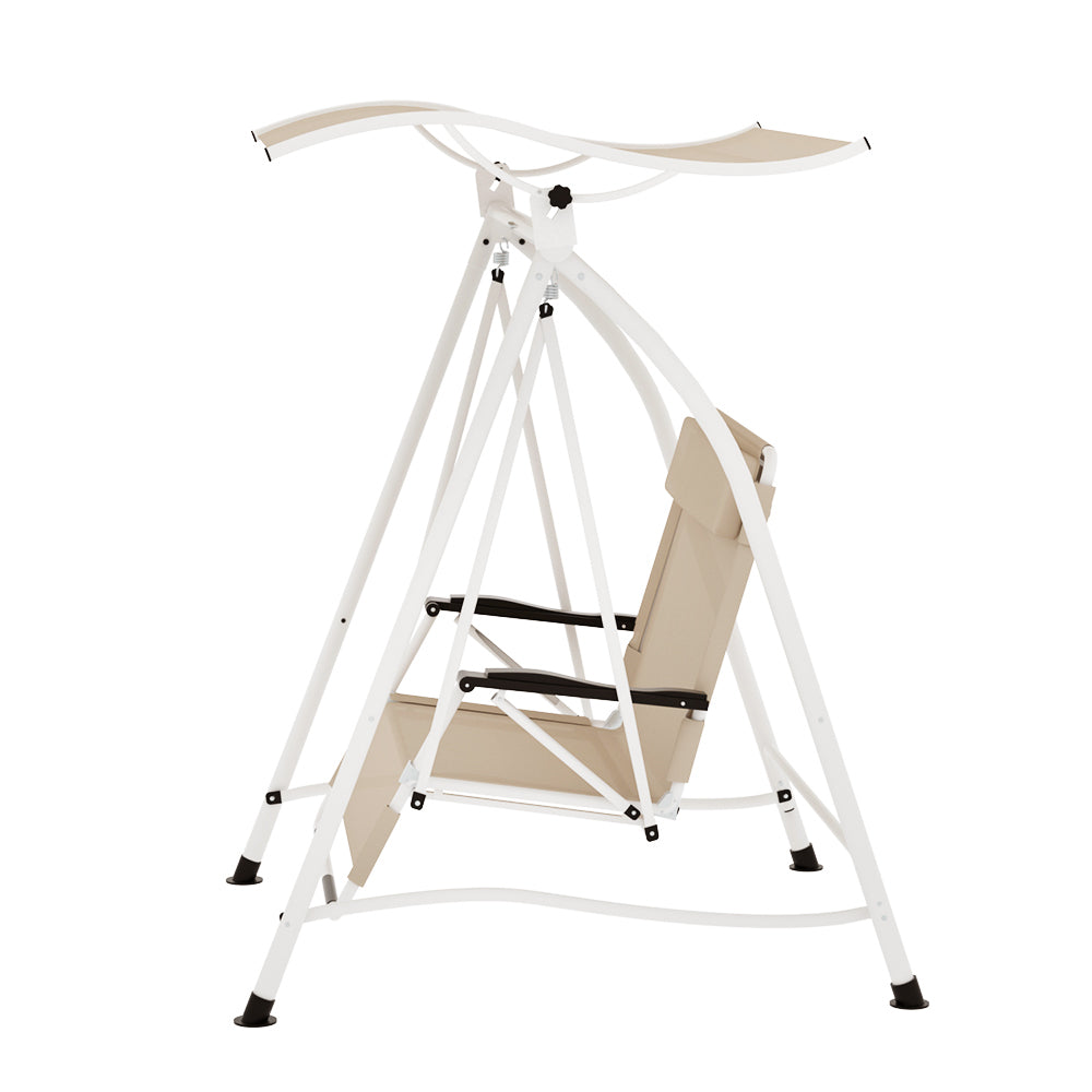 Evan Outdoor Swing Chair Garden Lounger Furniture Canopy 2 Seater - Beige