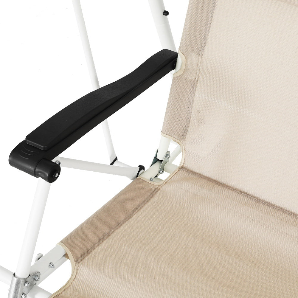 Evan Outdoor Swing Chair Garden Lounger Furniture Canopy 2 Seater - Beige