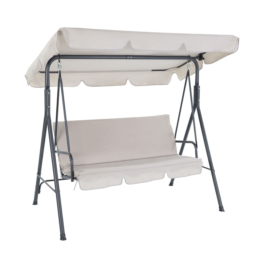 Astride Outdoor Swing Chair Garden Chair Bench Furniture Canopy 3 Seater - Beige