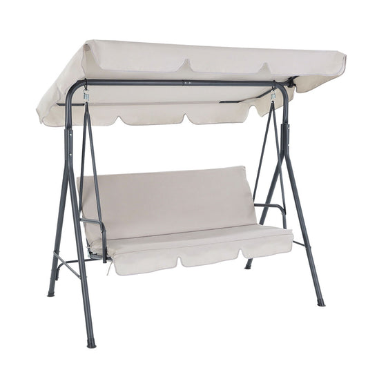 Astride Outdoor Swing Chair Garden Chair Bench Furniture Canopy 3 Seater - Beige