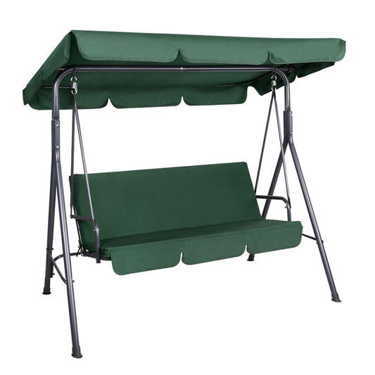 Astride Outdoor Swing Chair Garden Chair Bench Furniture Canopy 3 Seater - Green