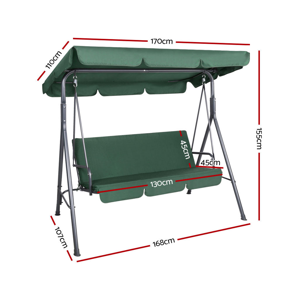 Astride Swing Chair Outdoor Furniture Garden Canopy Bench Seat - Green