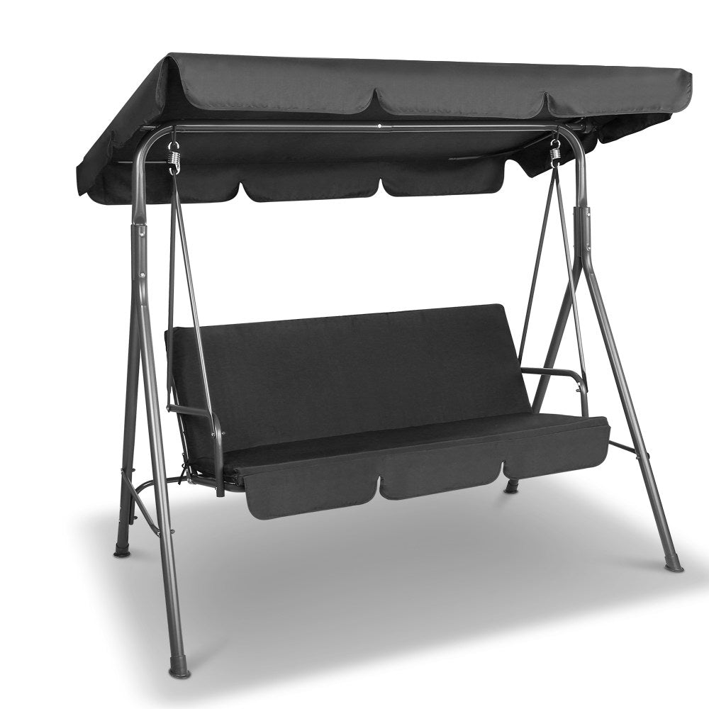 Lumin 3 Seater Swing Chair Bench Seat Canopy - Black