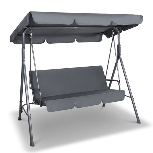Lumin Outdoor Swing Chair Garden Chair Bench Furniture Canopy 3 Seater - Grey