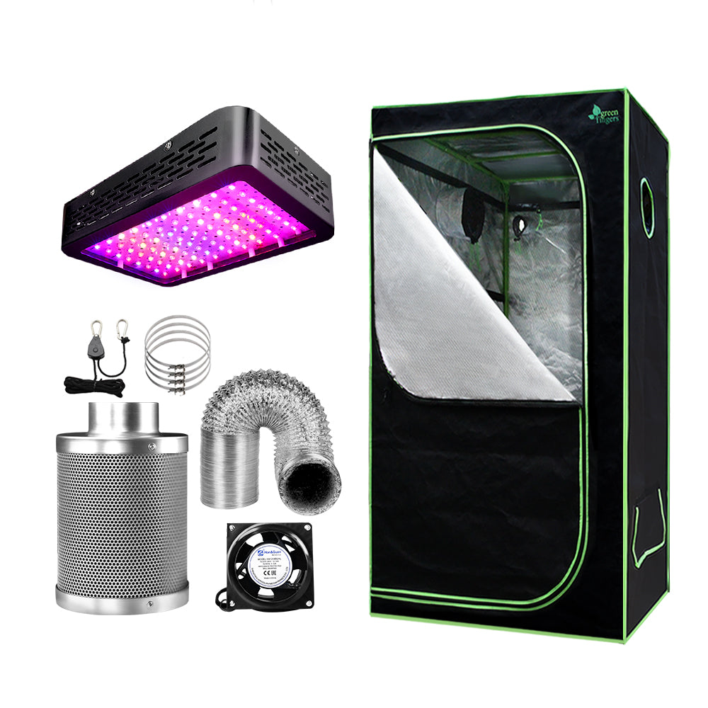 Grow Tent Light Kit 80x80x160CM 1000W LED 4" Vent Fan