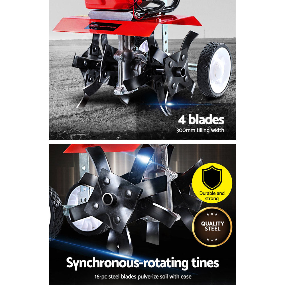 65CC Garden Cultivator Tiller Petrol Rotary Hoe 16 Tines Rototiller