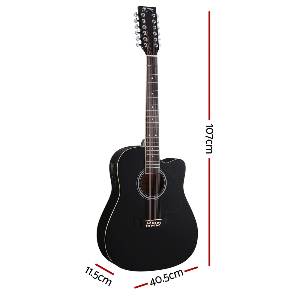 42 Inch Acoustic Guitar 12 Strings w/ Equaliser Electric Output Jack Black