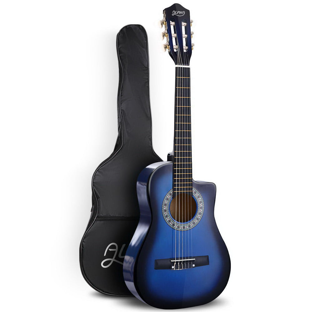34 Inch Classical Guitar Wooden Body Nylon String Beginner Kids Gift Blue