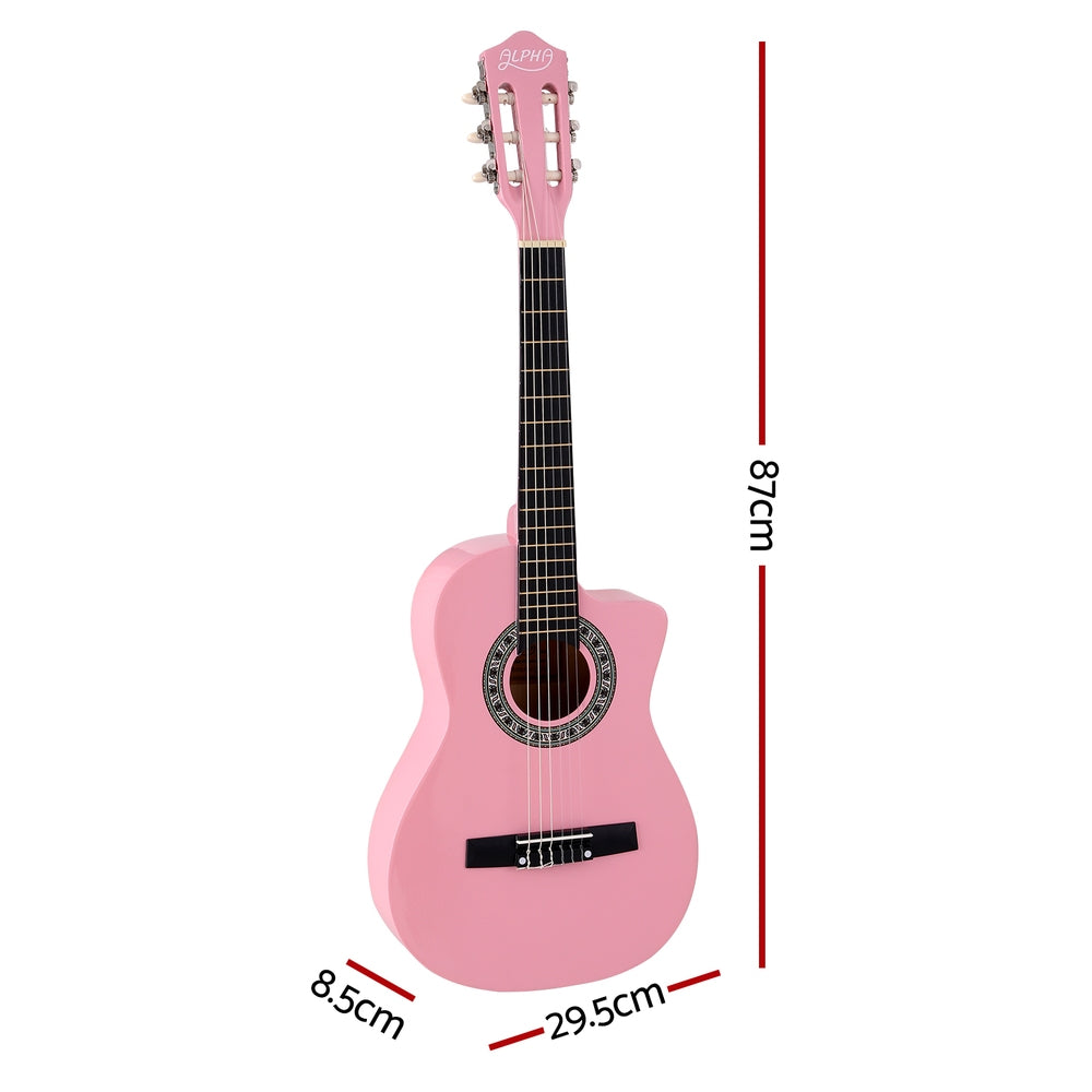 34 Inch Classical Guitar Wooden Body Nylon String Beginner Kids Gift Pink