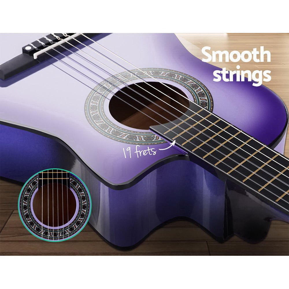 34 Inch Classical Guitar Wooden Body Nylon String Beginner Kids Gift Purple