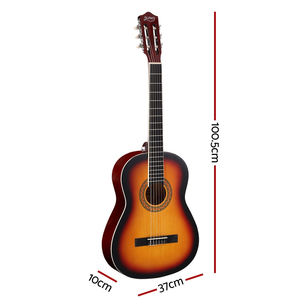 39 Inch Classical Guitar Wooden Body Nylon String Beginner Gift Sunburst