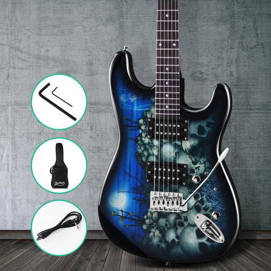 Electric Guitar Music String Instrument Rock Blue Carry Bag Steel String