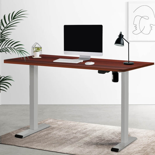 Electric Standing Desk Motorised Sit Stand Desks Table Grey Walnut 140cm