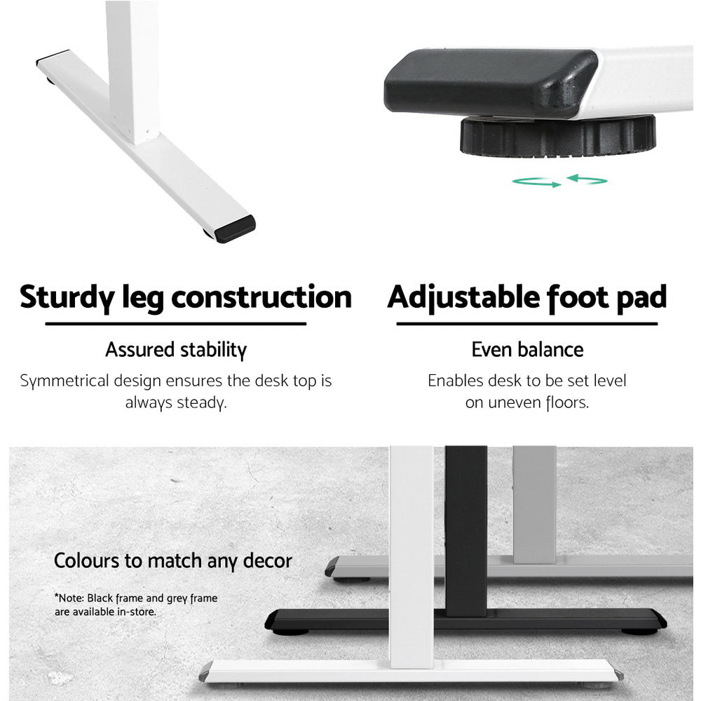 Standing Desk Sit Stand Motorised Height Adjustable Frame Only White