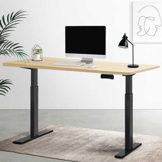 Standing Desk Electric Height Adjustable Sit Stand Desks Black Oak 140cm