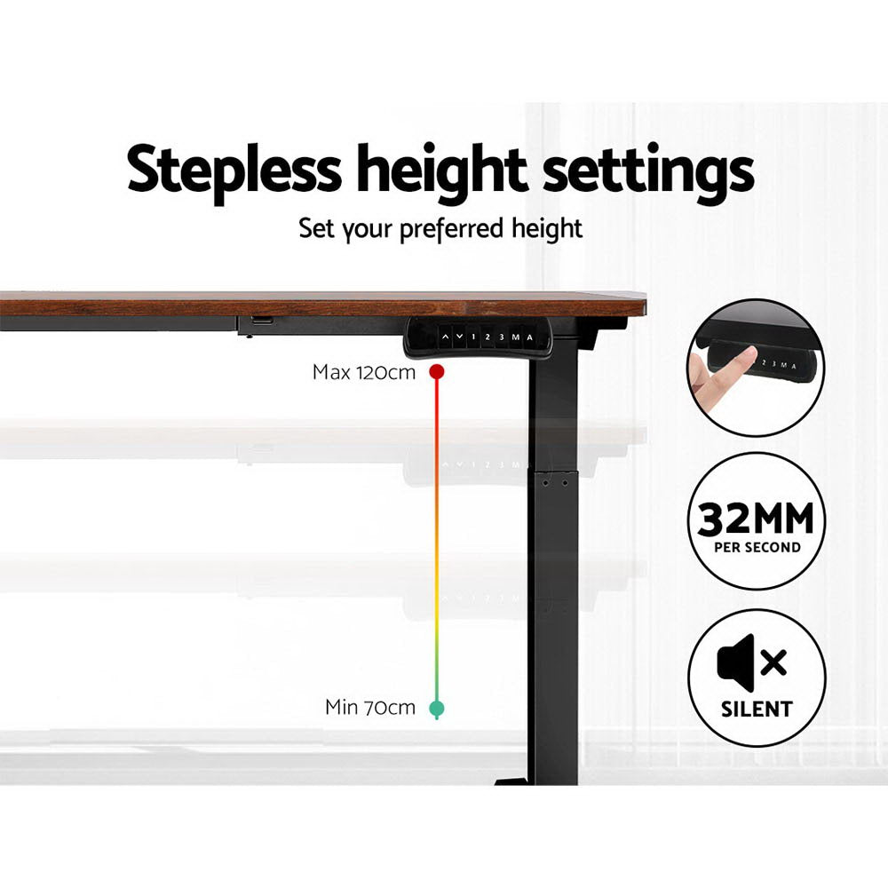 Standing Desk Electric Height Adjustable Sit Stand Desks Black Brown