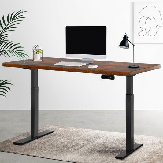 Standing Desk Electric Height Adjustable Sit Stand Desks Black Brown