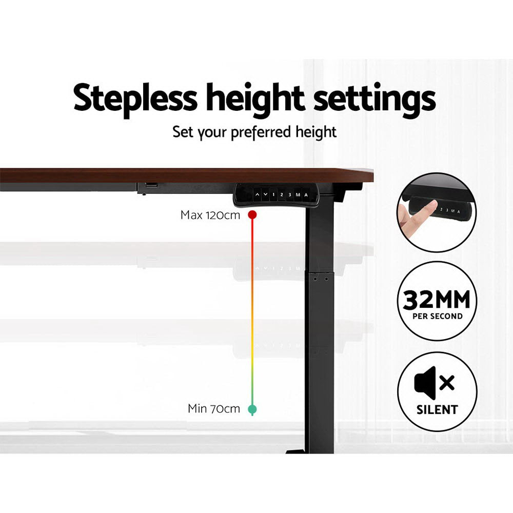 Standing Desk Electric Adjustable Sit Stand Desks Black Walnut 140cm
