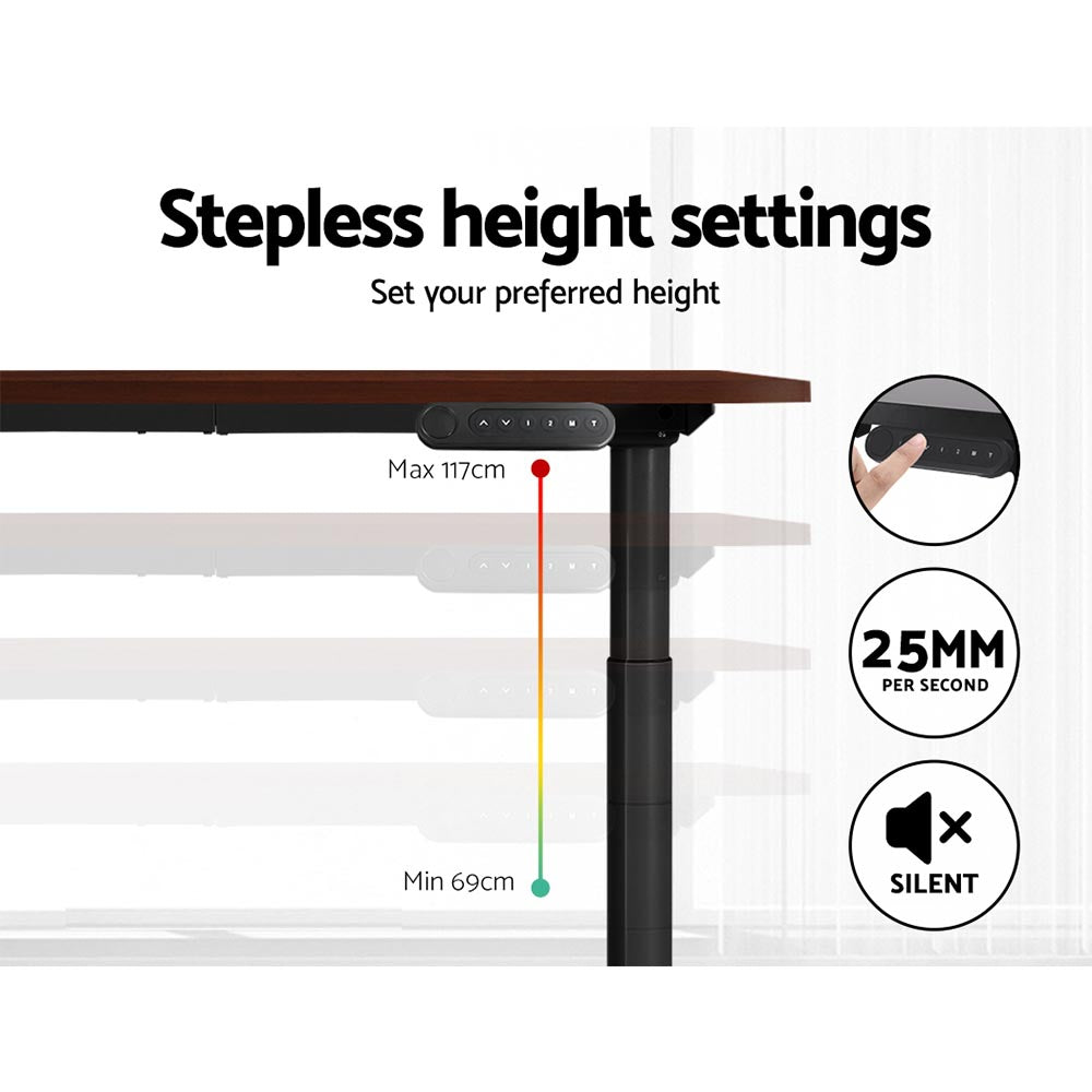 Electric Standing Desk Adjustable Sit Stand Desks Black Walnut 140cm