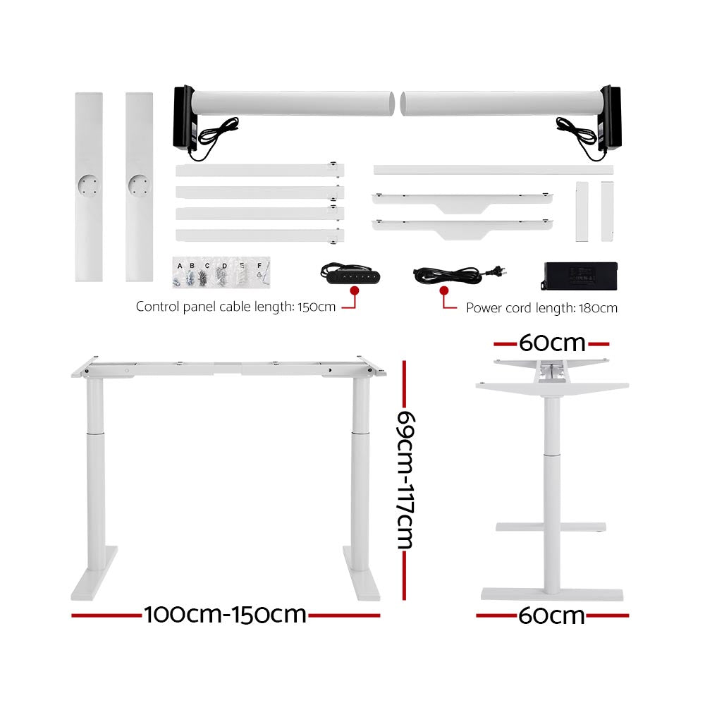 Electric Standing Desk Adjustable Sit Stand Desks White Black 140cm