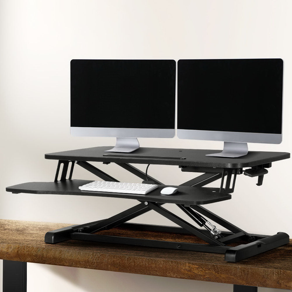 Artiss Standing Desk Riser Height Adjustable Black 80cm – Factory Buys