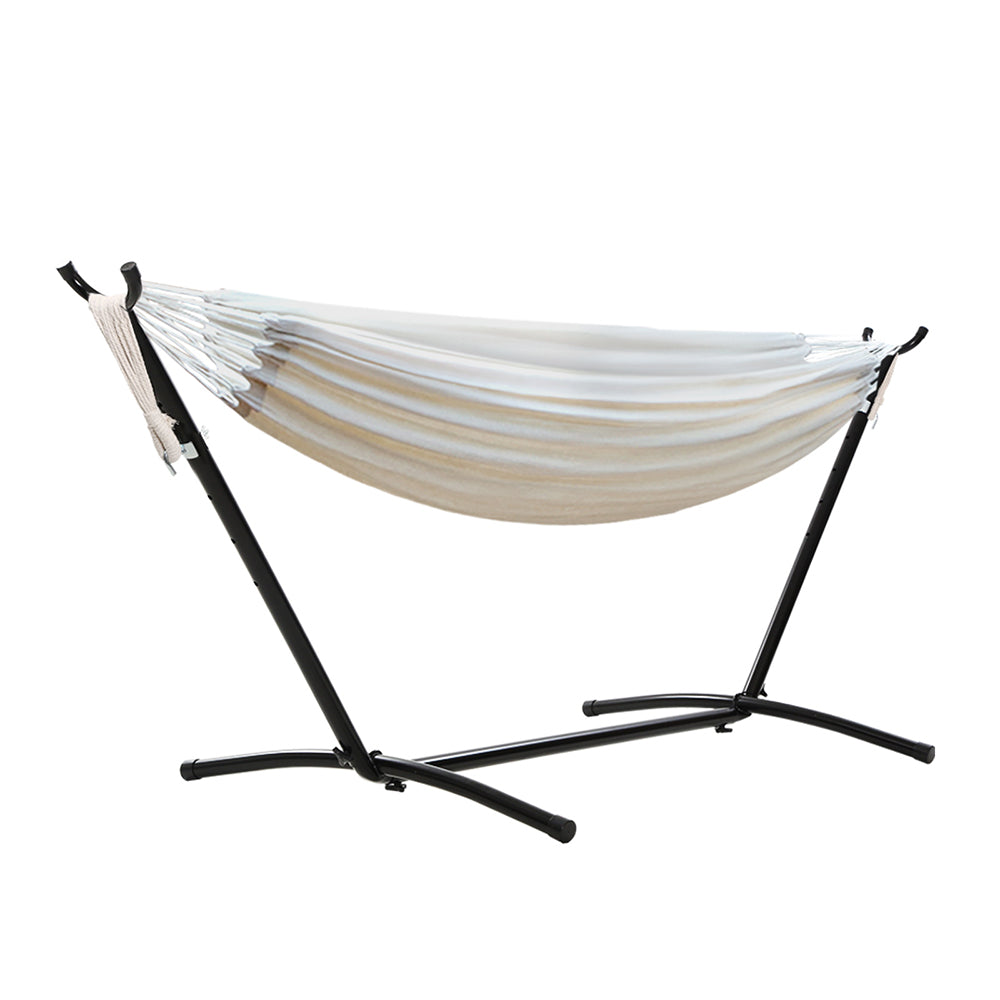 Camping Hammock With Stand Cotton Rope Lounge Hammocks Outdoor Swing Bed