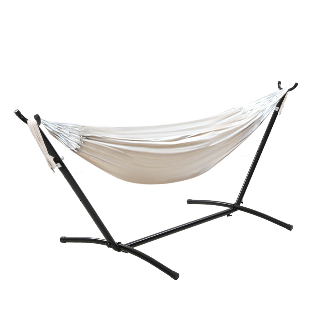 Camping Hammock With Stand Cotton Rope Lounge Hammocks Outdoor Swing Bed