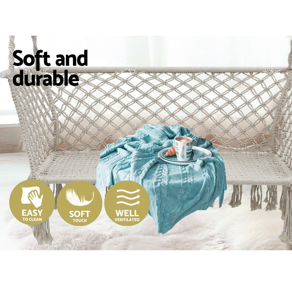 2-Seater Hammock Chair Outdoor Portable Camping Hammocks - Cream