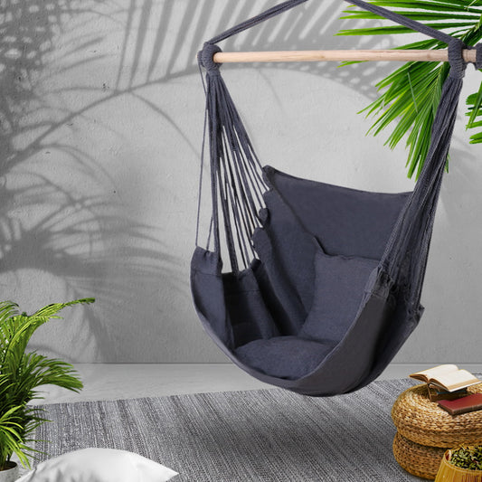 Hammock Swing Chair with Pillows - Grey