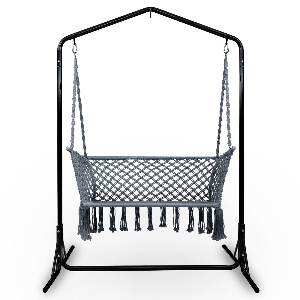 Outdoor Swing Hammock Chair with Stand Frame 2 Seater Bench Furniture