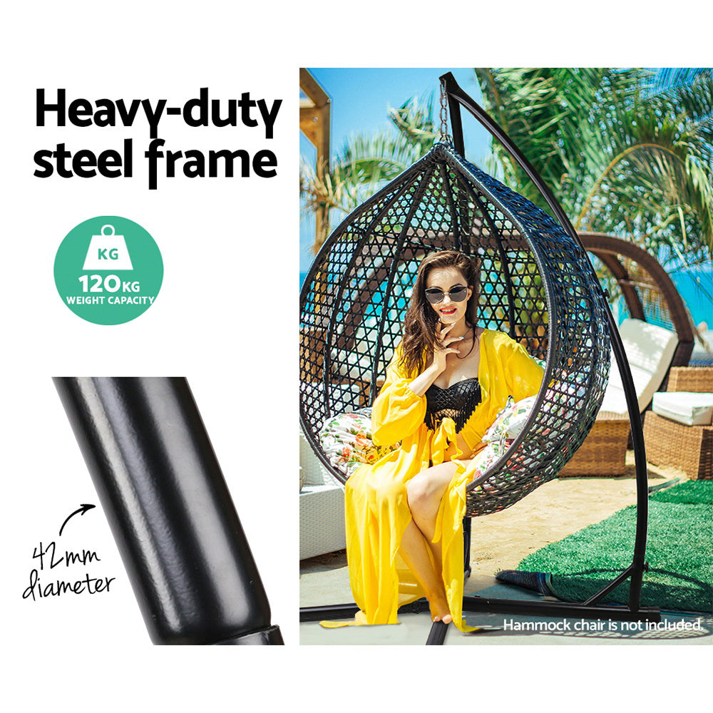 Hammock Chair Steel Stand Outdoor Furniture Heavy Duty - Black