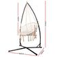 Outdoor Hammock Chair with Steel Stand Cotton Swing Hanging 124CM Cream