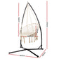 Hammock Chair with Steel Stand Macrame Outdoor Swinging - Cream